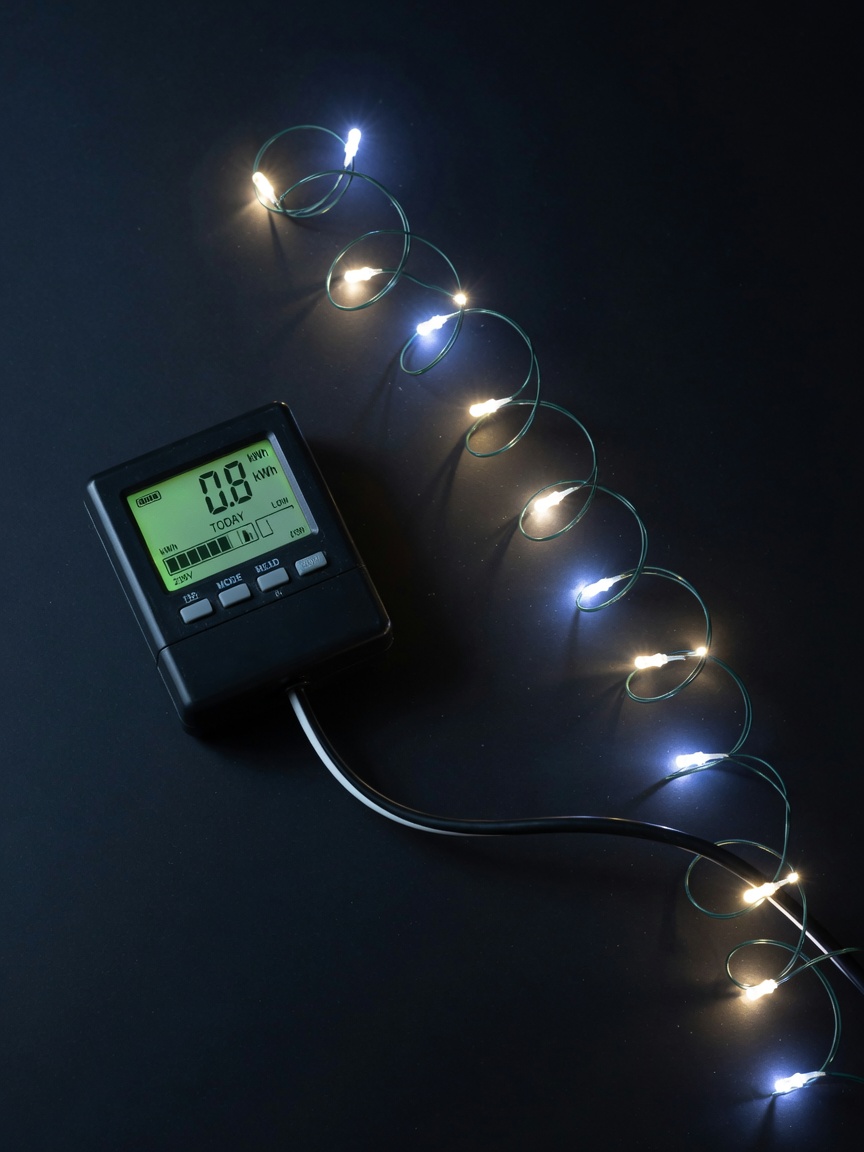 裝飾燈串 LED 與白熾米泡的能耗差距與電費估算示意