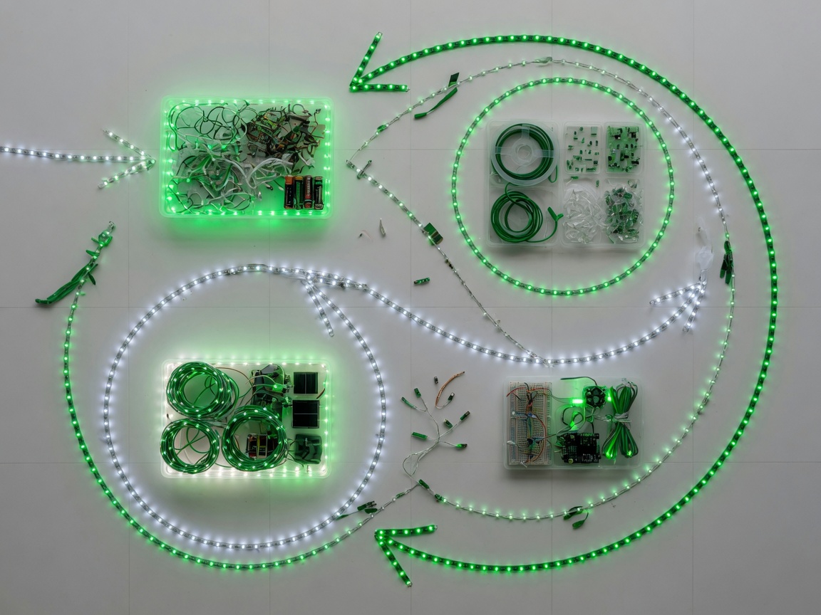 裝飾照明的循環經濟與電子廢棄物回收示意